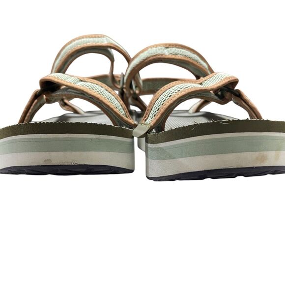 Teva Sandals 10 Flatform Universal Mesh Print Dark Olive Seafoam‎ 1 3/4 Heel - Picture 3 of 7